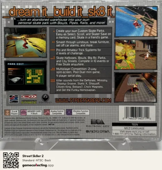 Street Sk8er 2 PlayStation, NTSC box back