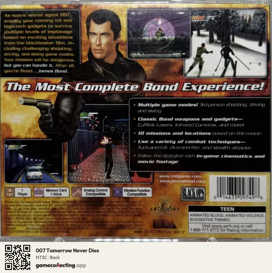 007 Tomorrow Never Dies PlayStation, NTSC box back