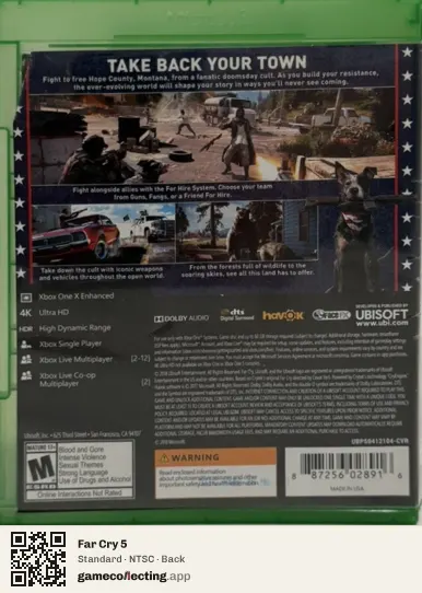 Far Cry 5 Xbox One, NTSC box back