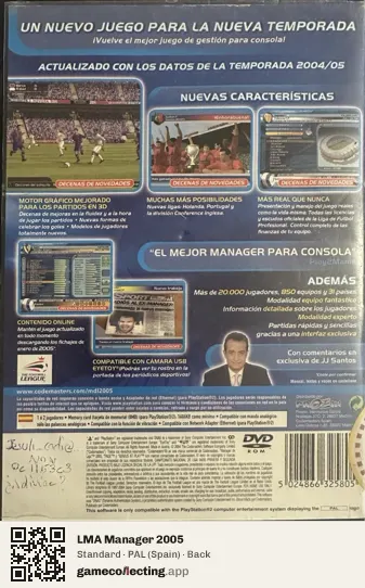 LMA Manager 2005 PlayStation 2, Spain box back