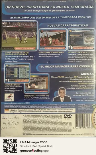 LMA Manager 2005 PlayStation 2, Spain box back