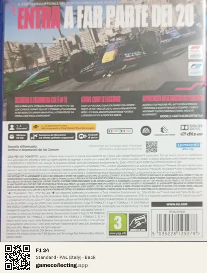 F1 24 PlayStation 5, Italy box back