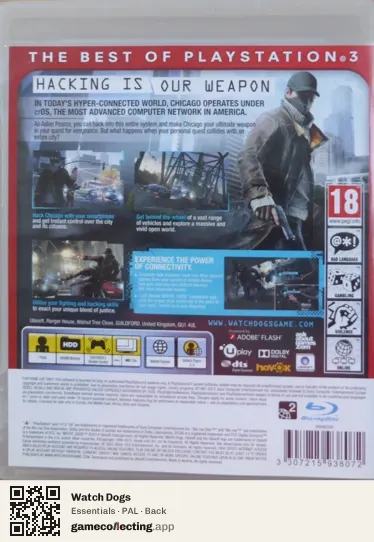 Watch Dogs PlayStation 3, PAL box back