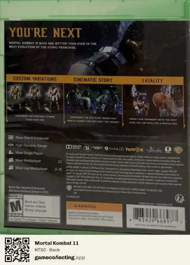 Mortal Kombat 11 Xbox One, NTSC box back