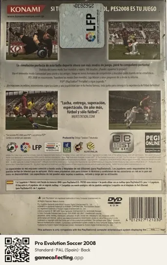 Pro Evolution Soccer 2008 PlayStation 2, Spain box back