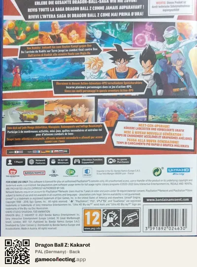 Dragon Ball Z: Kakarot PlayStation 5, Germany box back