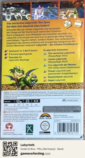 Labyrinth Nintendo Switch, Germany box back