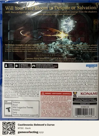 Castlevania: Belmont's Curse PlayStation 5, NTSC box back