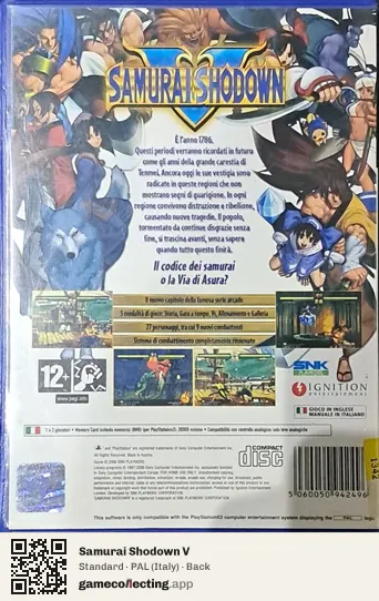 Samurai Shodown V PlayStation 2, Italy box back