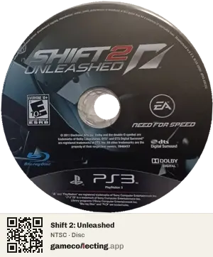 Shift 2: Unleashed PlayStation 3, NTSC disc