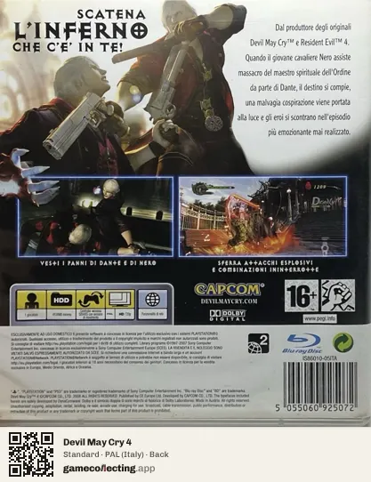 Devil May Cry 4 PlayStation 3, Italy box back