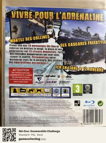 Ski-Doo: Snowmobile Challenge PlayStation 3, PAL box back