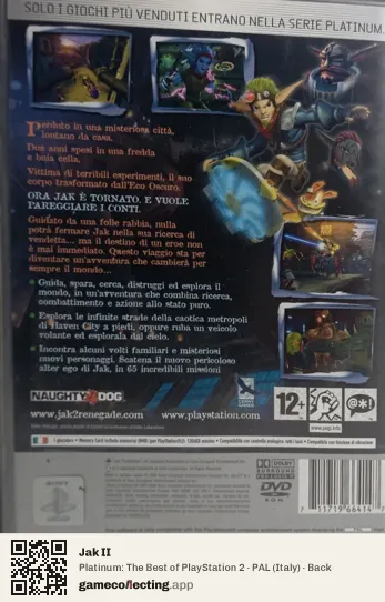 Jak II PlayStation 2, Italy box back