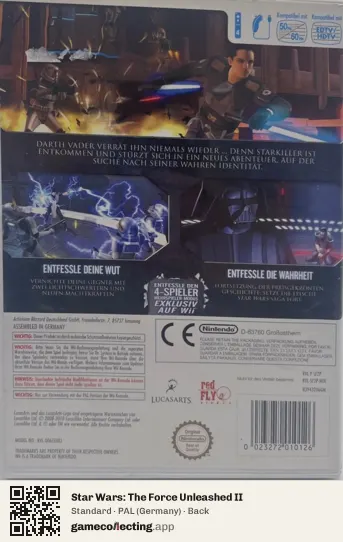 Star Wars: The Force Unleashed II Nintendo Wii, Germany box back