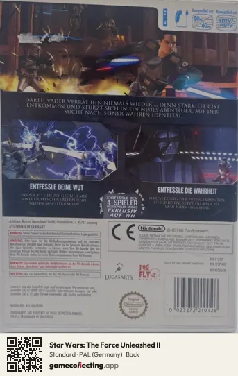 Star Wars: The Force Unleashed II Nintendo Wii, Germany box back