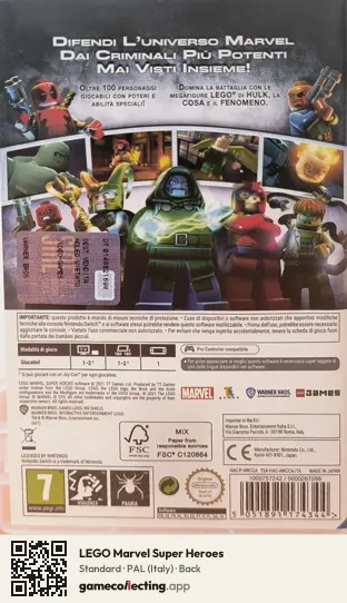 LEGO Marvel Super Heroes Nintendo Switch, Italy box back