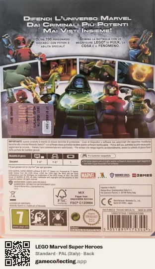LEGO Marvel Super Heroes Nintendo Switch, Italy box back