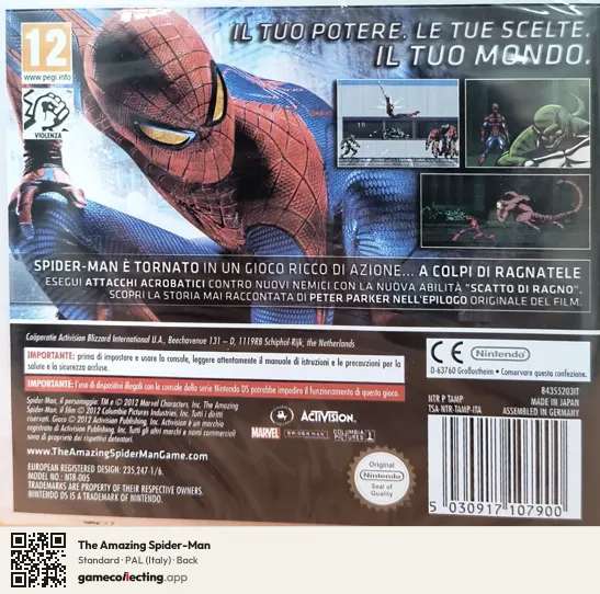 The Amazing Spider-Man Nintendo DS, Italy box back