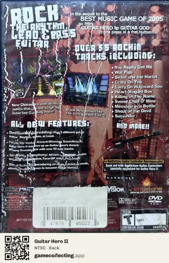 Guitar Hero II PlayStation 2, NTSC box back