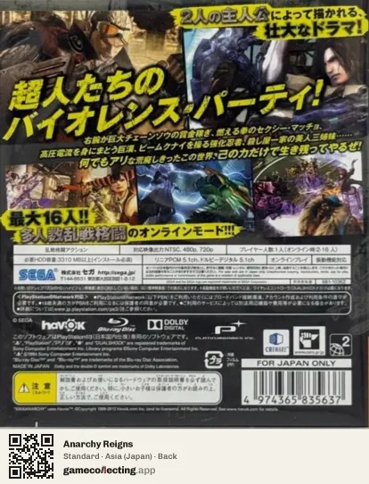 Anarchy Reigns PlayStation 3, Japan box back