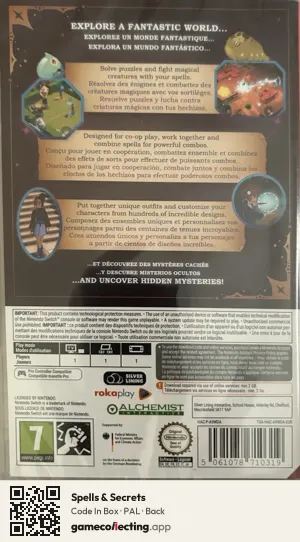Spells & Secrets Nintendo Switch, PAL box back