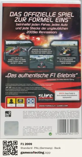 F1 2009 PlayStation Portable, Germany box back