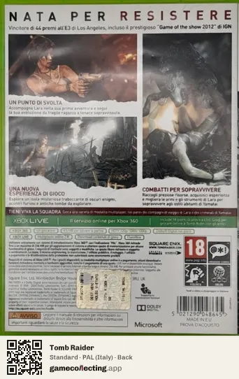 Tomb Raider Xbox 360, Italy box back
