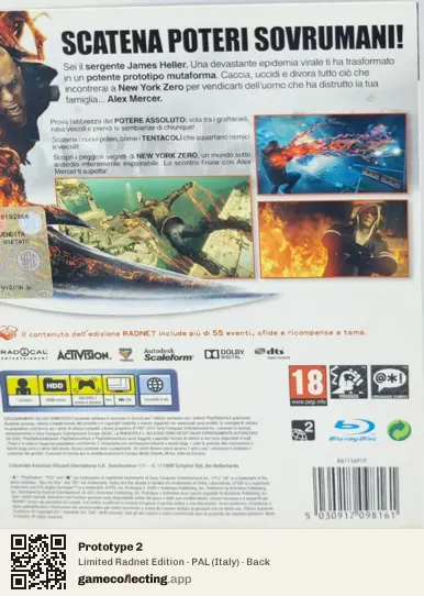 Prototype 2 PlayStation 3, Italy box back