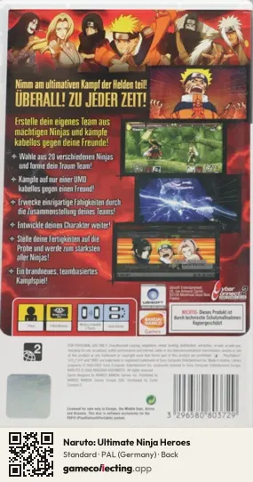 Naruto: Ultimate Ninja Heroes PlayStation Portable, Germany box back