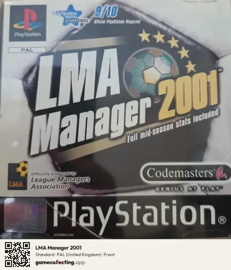 LMA Manager 2001 PlayStation, United Kingdom box front