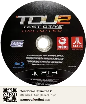 Test Drive Unlimited 2 PlayStation 3, Asia disc