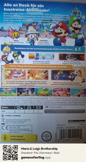 Mario & Luigi: Brothership Nintendo Switch, Germany box back