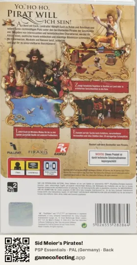 Sid Meier's Pirates! PlayStation Portable, Germany box back