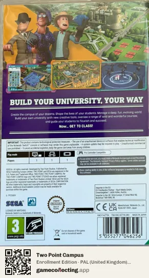 Two Point Campus Nintendo Switch, United Kingdom box back