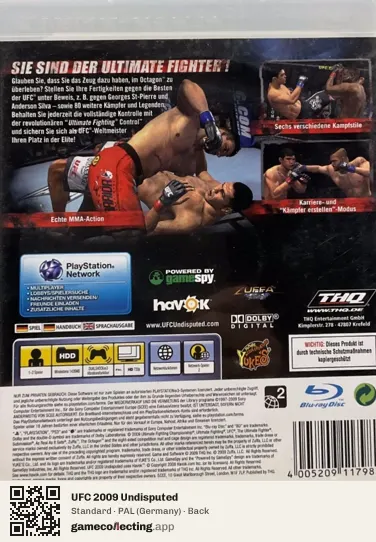 UFC 2009 Undisputed PlayStation 3, Germany box back