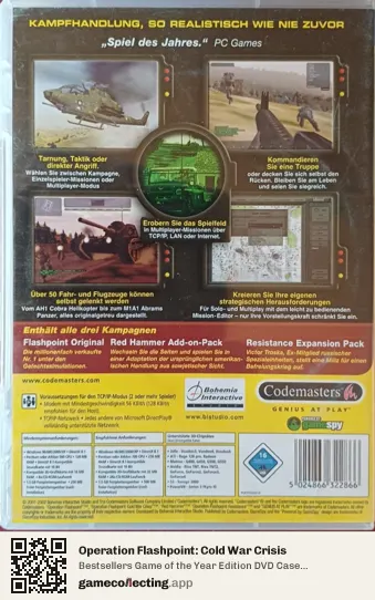 Operation Flashpoint: Cold War Crisis Computer, PAL box back