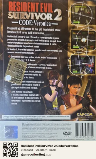 Resident Evil Survivor 2 Code: Veronica PlayStation 2, Italy box back