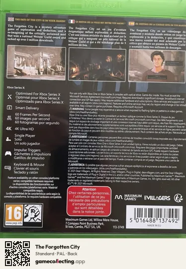 The Forgotten City Xbox Series X, PAL box back