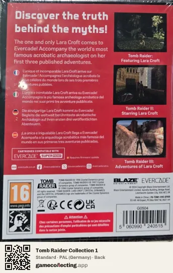 Tomb Raider Collection 1 Evercade, Germany box back