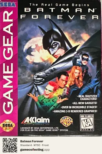Batman Forever Sega Game Gear, NTSC box front