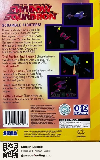 Stellar Assault Sega 32X, NTSC box back