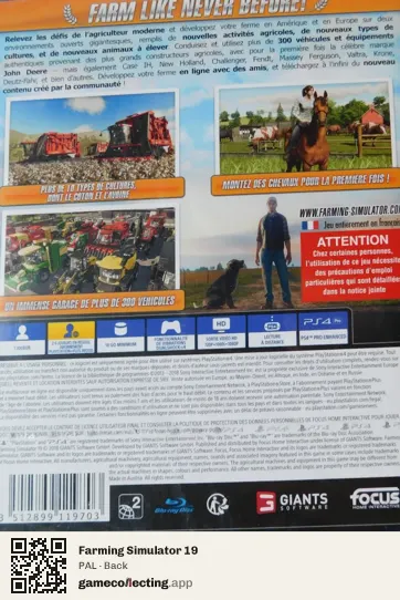 Farming Simulator 19 PlayStation 4, PAL box back