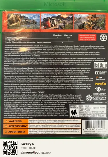 Far Cry 4 Xbox One, NTSC box back