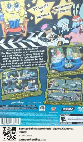 SpongeBob SquarePants: Lights, Camera, Pants! PlayStation 2, NTSC box back