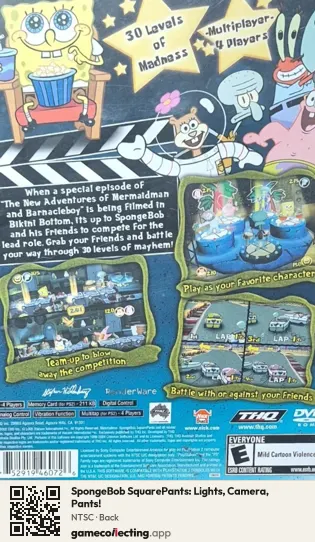 SpongeBob SquarePants: Lights, Camera, Pants! PlayStation 2, NTSC box back