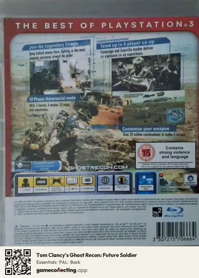 Tom Clancy's Ghost Recon: Future Soldier PlayStation 3, PAL box back