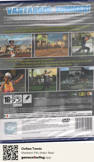 Outlaw Tennis PlayStation 2, Italy box back
