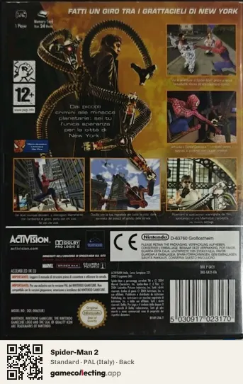 Spider-Man 2 Nintendo GameCube, Italy box back