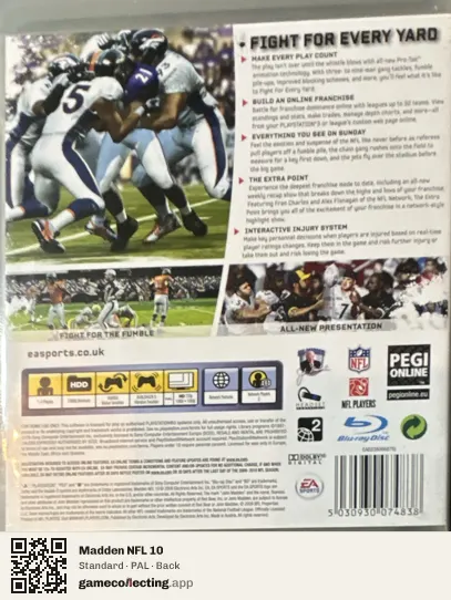Madden NFL 10 PlayStation 3, PAL box back
