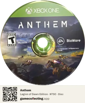 Anthem Xbox One, NTSC disc